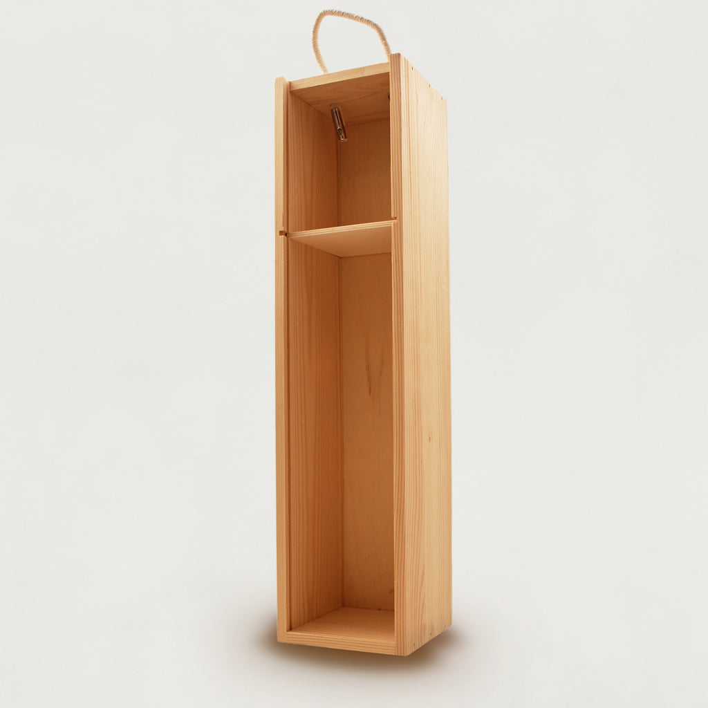 Wooden Box For One 750ml Bottle + Glass