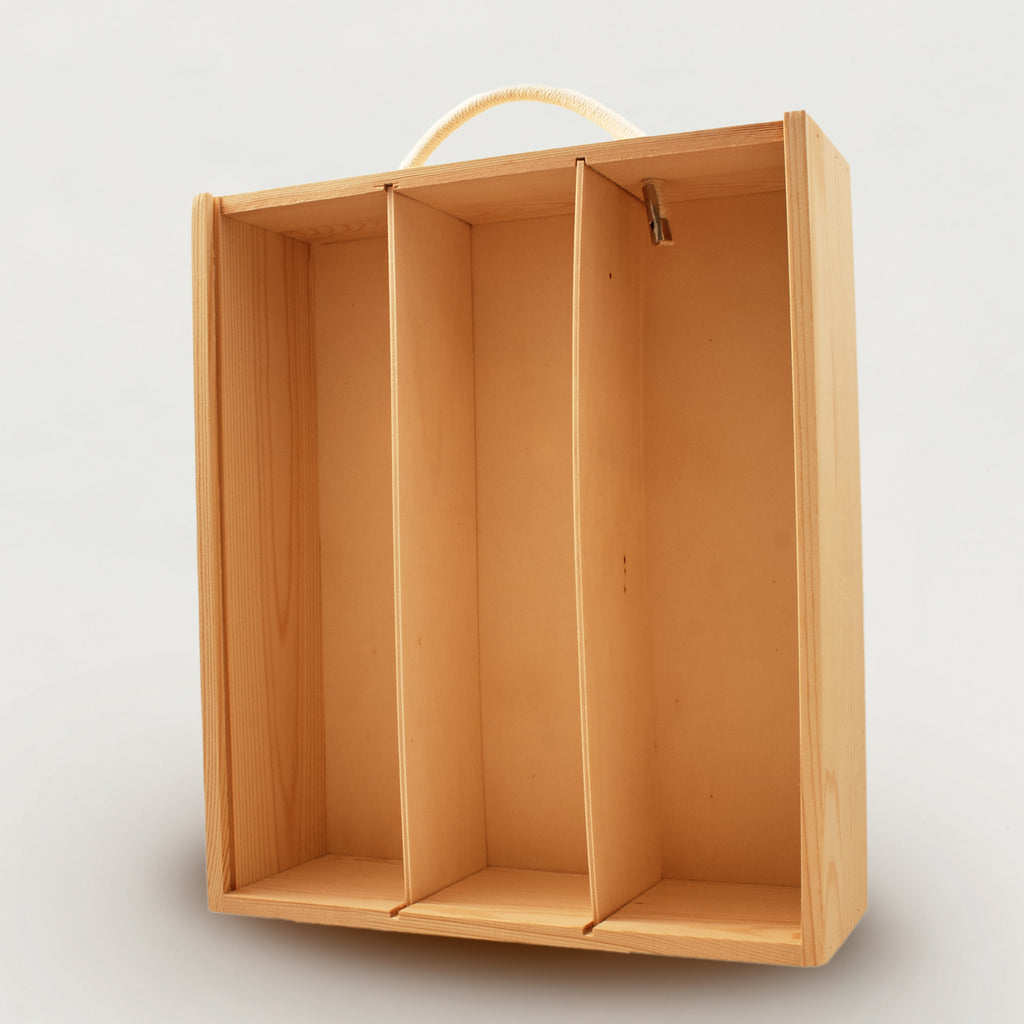 Wooden Box For Three 750ml Bottles